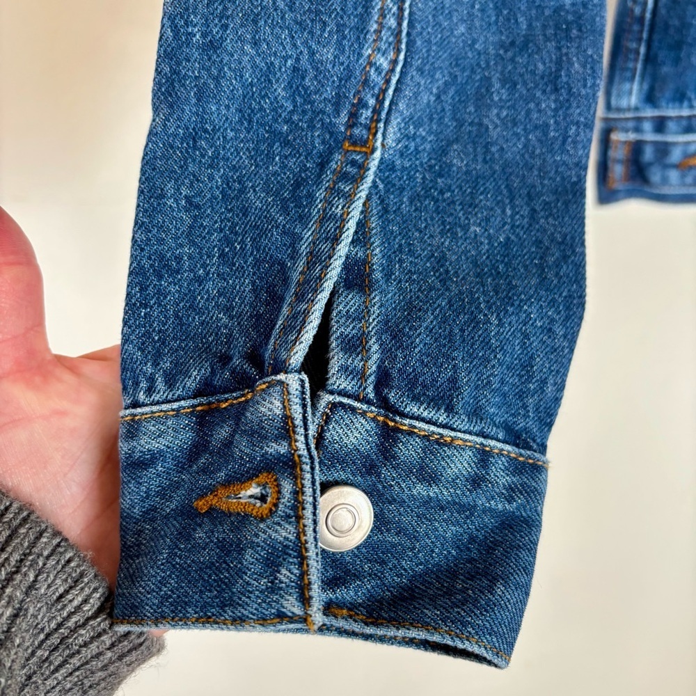 SANDRO French Luxury Brand from Paris Blue Denim Jacket with Tie Die Back. - Picture 8 of 13